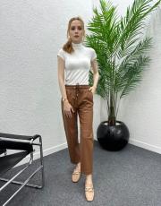 kahve 1027 deri pantolon