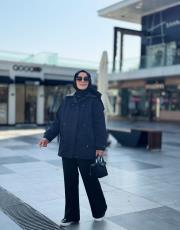 lacivert deri detaylı trençkot 2