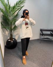 beyaz teddy şardonlu sweatshirt 2