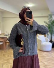 füme 50659 kısa triko hırka