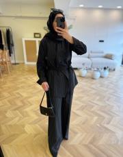 siyah çizgili linda takım