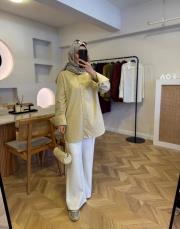 açık krem keten gömlek 2