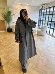 gri çizgili trençkot 2