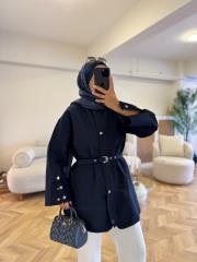 lacivert kemerli ceket 2