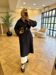 lacivert denim trench