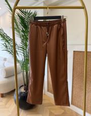 taba beli bağcıklı deri pantolon