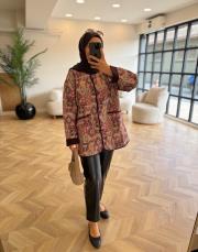 mürdüm etnik desen ceket 2