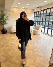 siyah şal kapama detaylı hırka