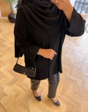 siyah şal kapama detaylı hırka 3