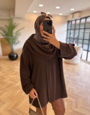 kahve şal kapama detaylı hırka 3