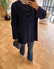 lacivert şal kapama detaylı hırka 3