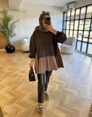 kahve garnili sweatshırt