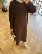 kahve 2514 triko elbise 3