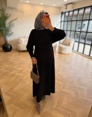 siyah 1504 triko elbise