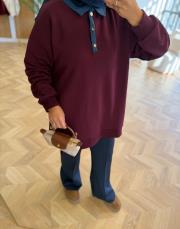 bordo kot garnili sweatshırt 3