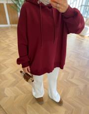 bordo kol pile detaylı oversize sweatshırt 3